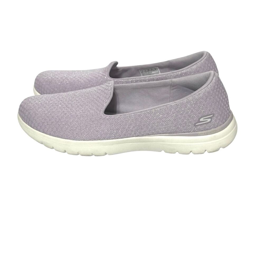 Skechers Women’s Size 9 M Lilac Sparkle Go Walk Goga Mat Slip On Knit Shoes - Picture 4 of 11